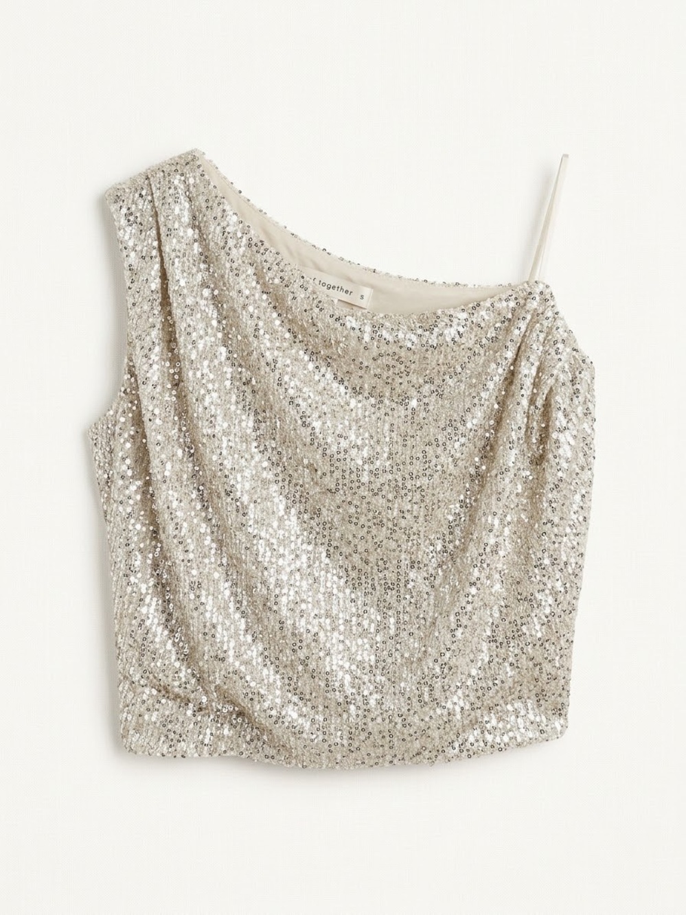 INC International Concepts One-Shoulder Silver Sequin Dress